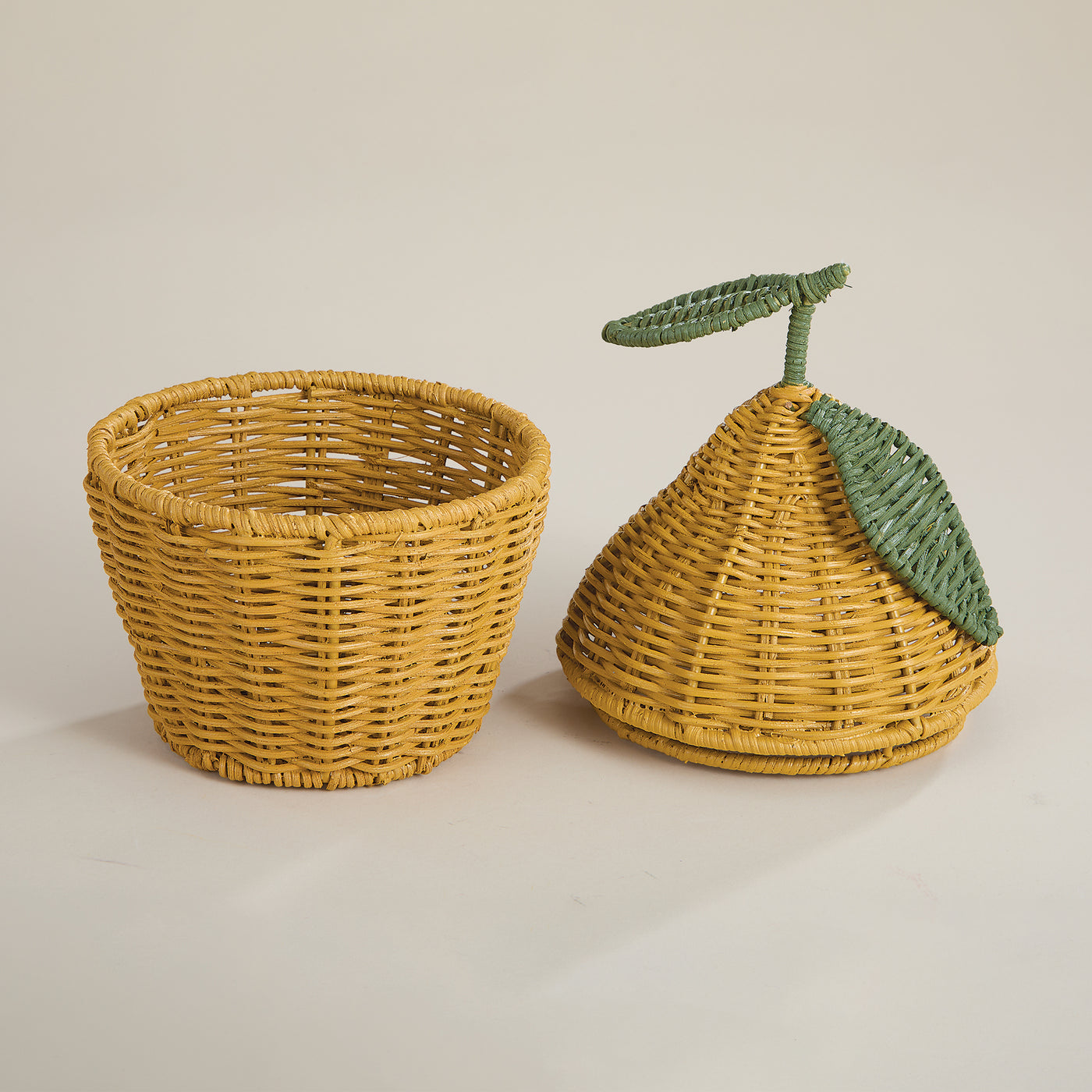 Hand Woven Palm Lemon Shaped Basket