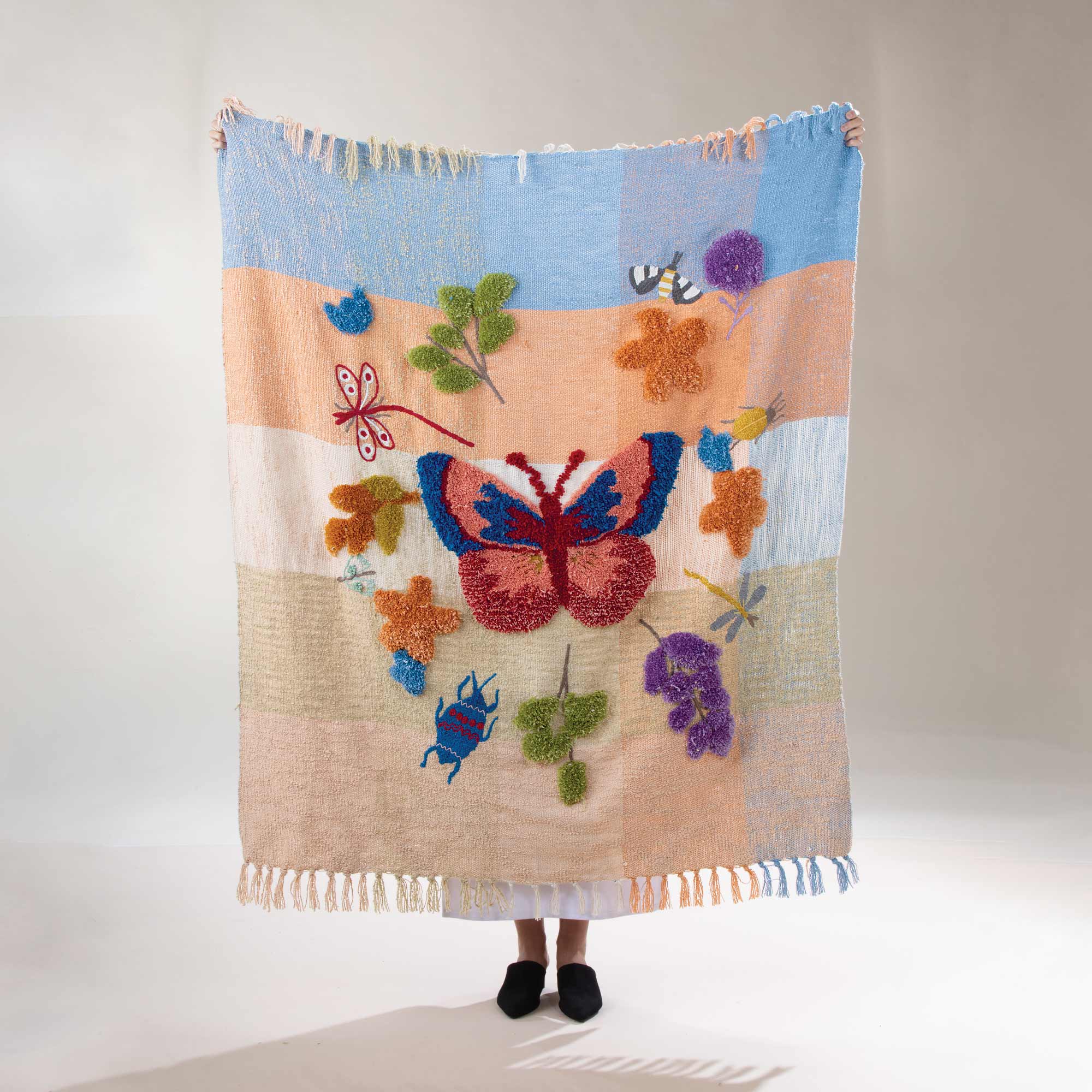 New Beginnings Butterfly Fringed Throw Blanket