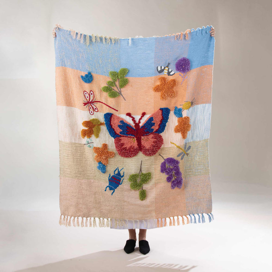 New Beginnings Butterfly Fringed Throw Blanket