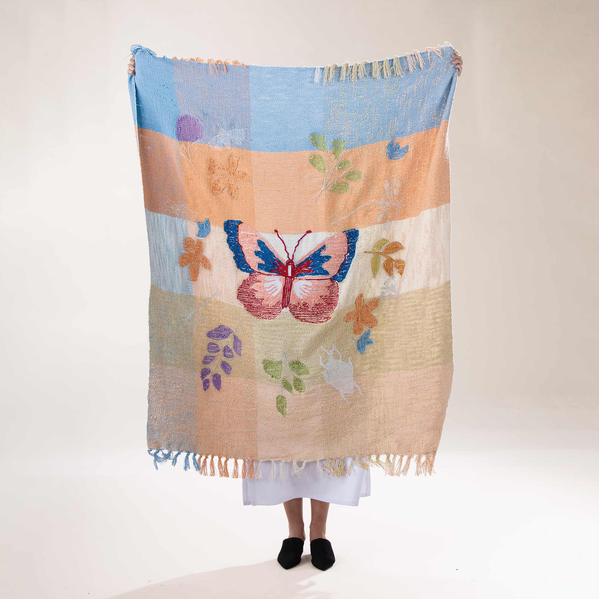 New Beginnings Butterfly Fringed Throw Blanket
