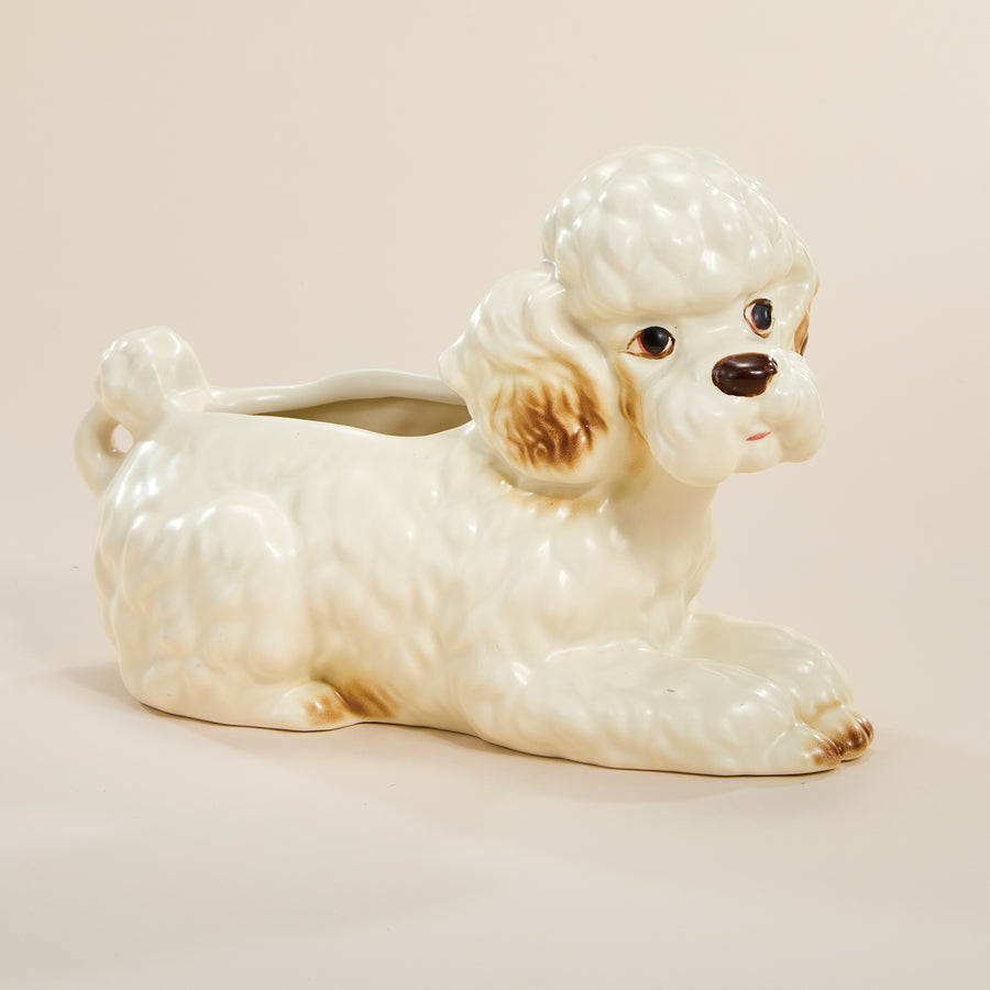 Vintage-Inspired Stoneware Poodle Planter