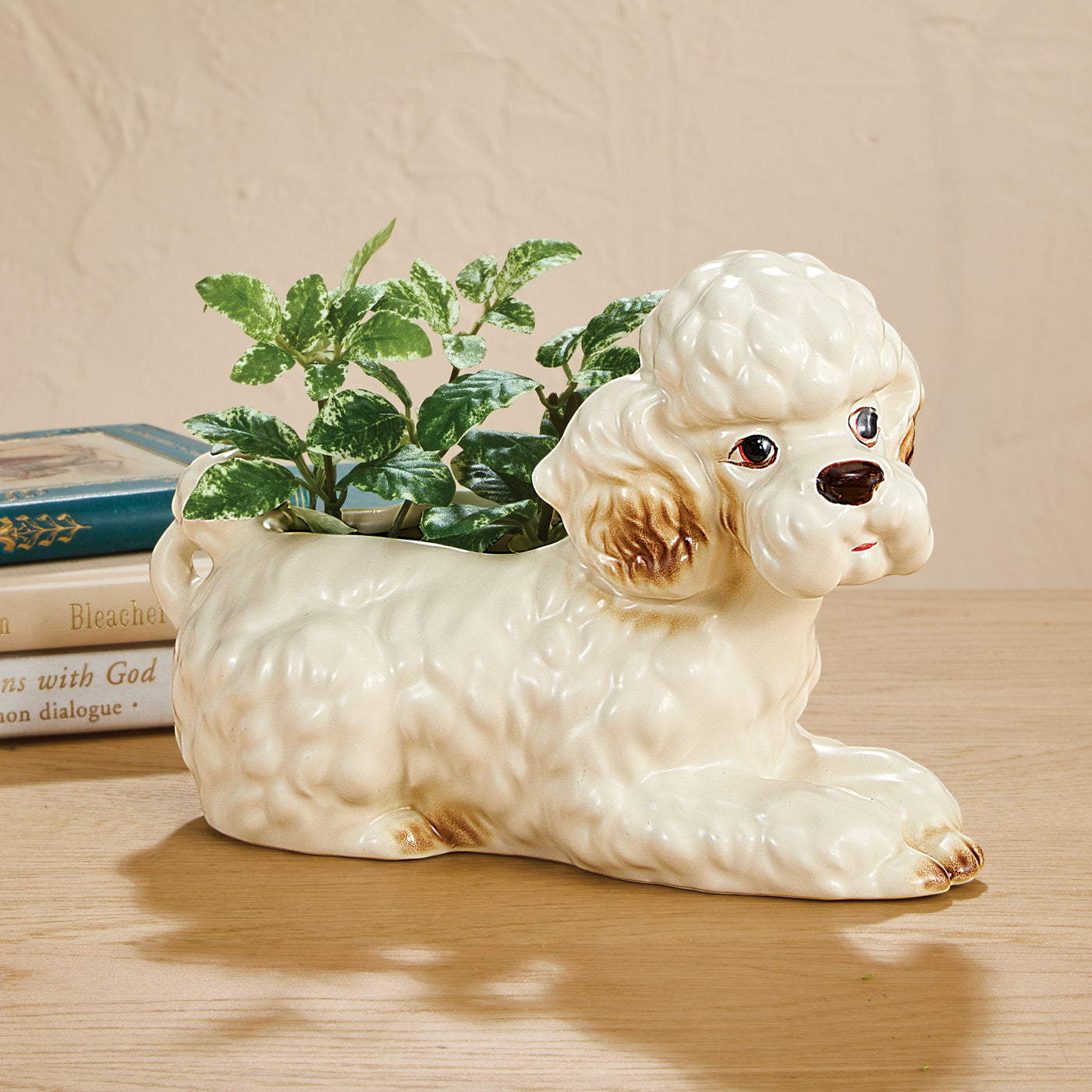 Vintage-Inspired Stoneware Poodle Planter