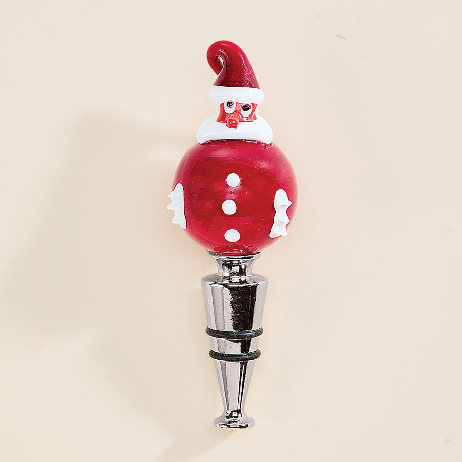 Murano Glass Santa Claus Wine Bottle Stopper (Preorder)