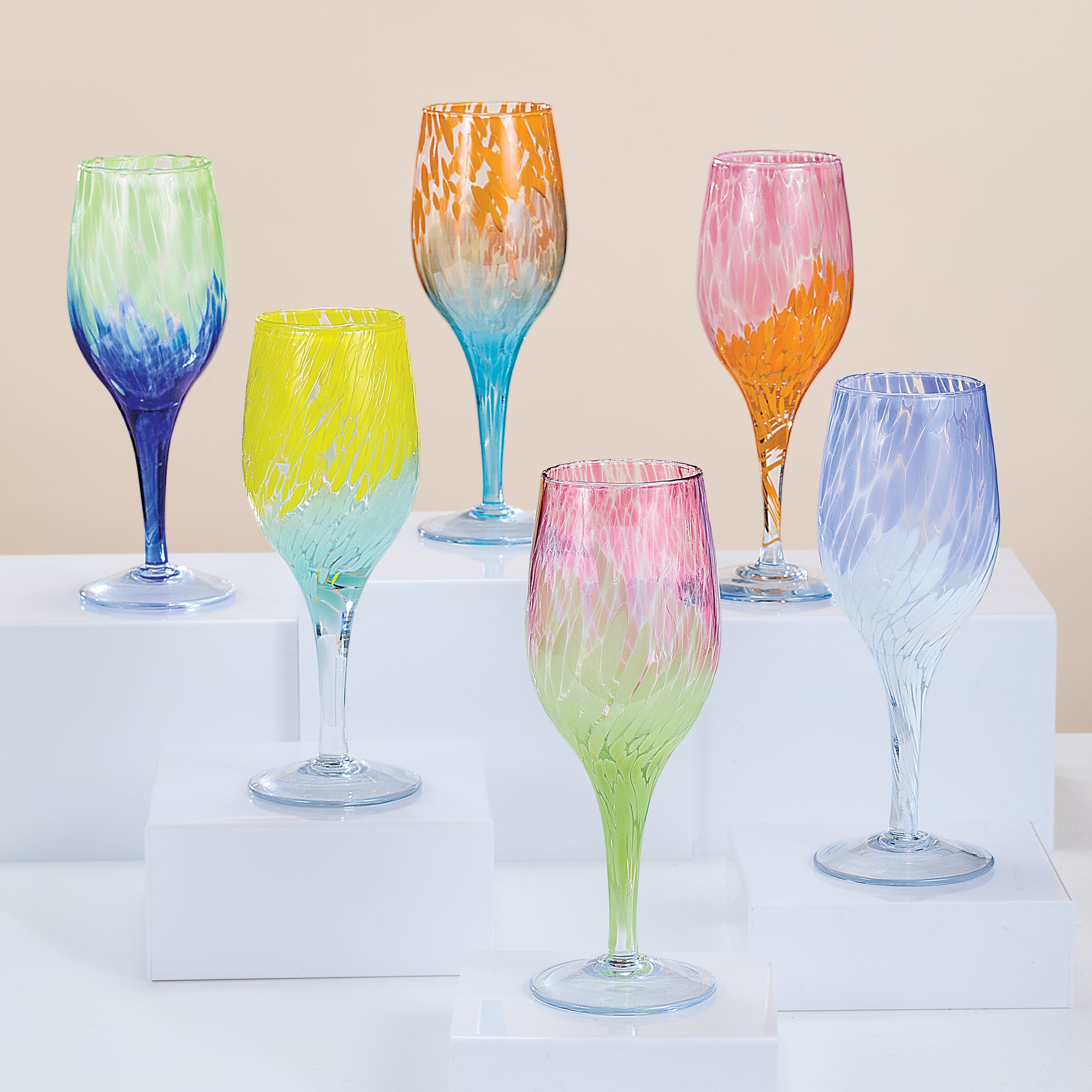 Murano-Style Confetti Wine Glasses, Set Of 6 | Uno Alla Volta
