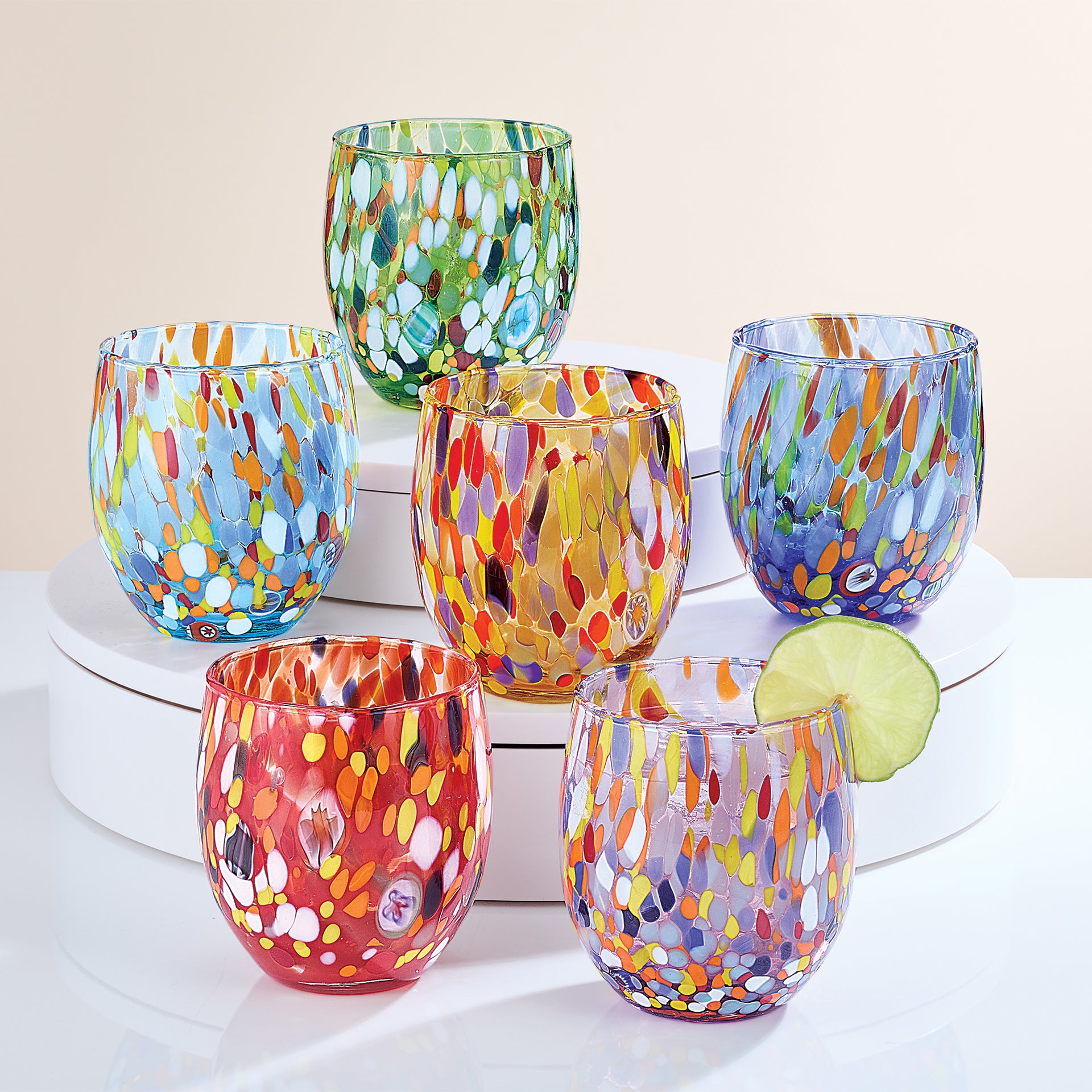 Murano-Style Confetti Drinking Glasses, Set Of 6