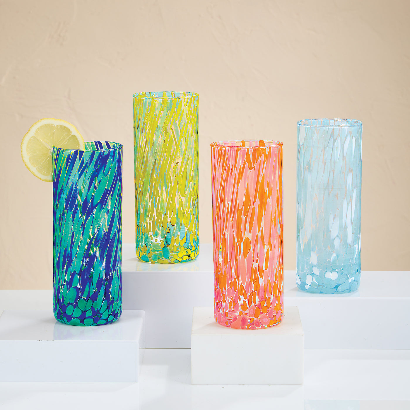 Murano-Style Tall Iced Tea Glasses Set of 4