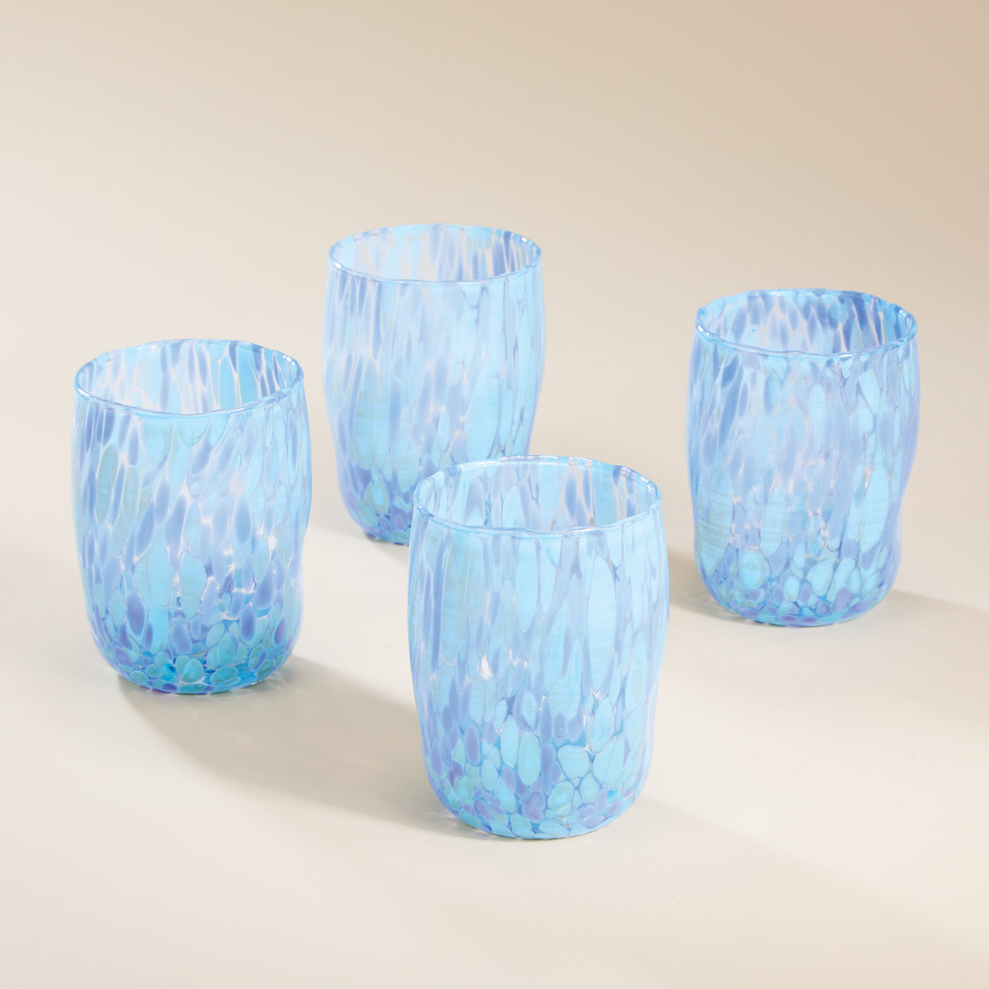 Murano-Style Blue Confetti Glasses, Set of 4