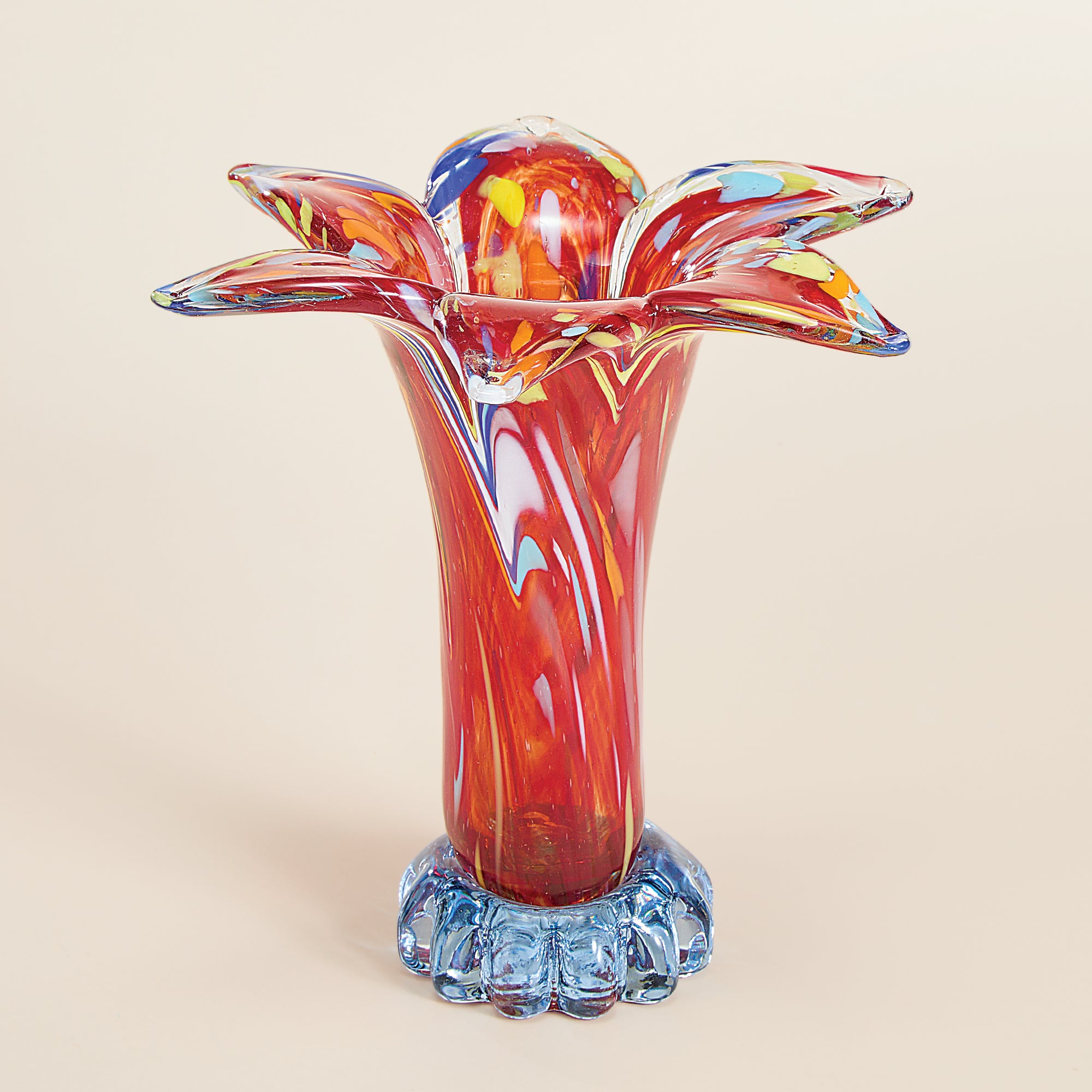 MURANO ITALY金彩 ピンクレースライン ピッチャー 花瓶 Murano-Style Pink Flower Glass Vase (Preorder) | Uno Alla Volta