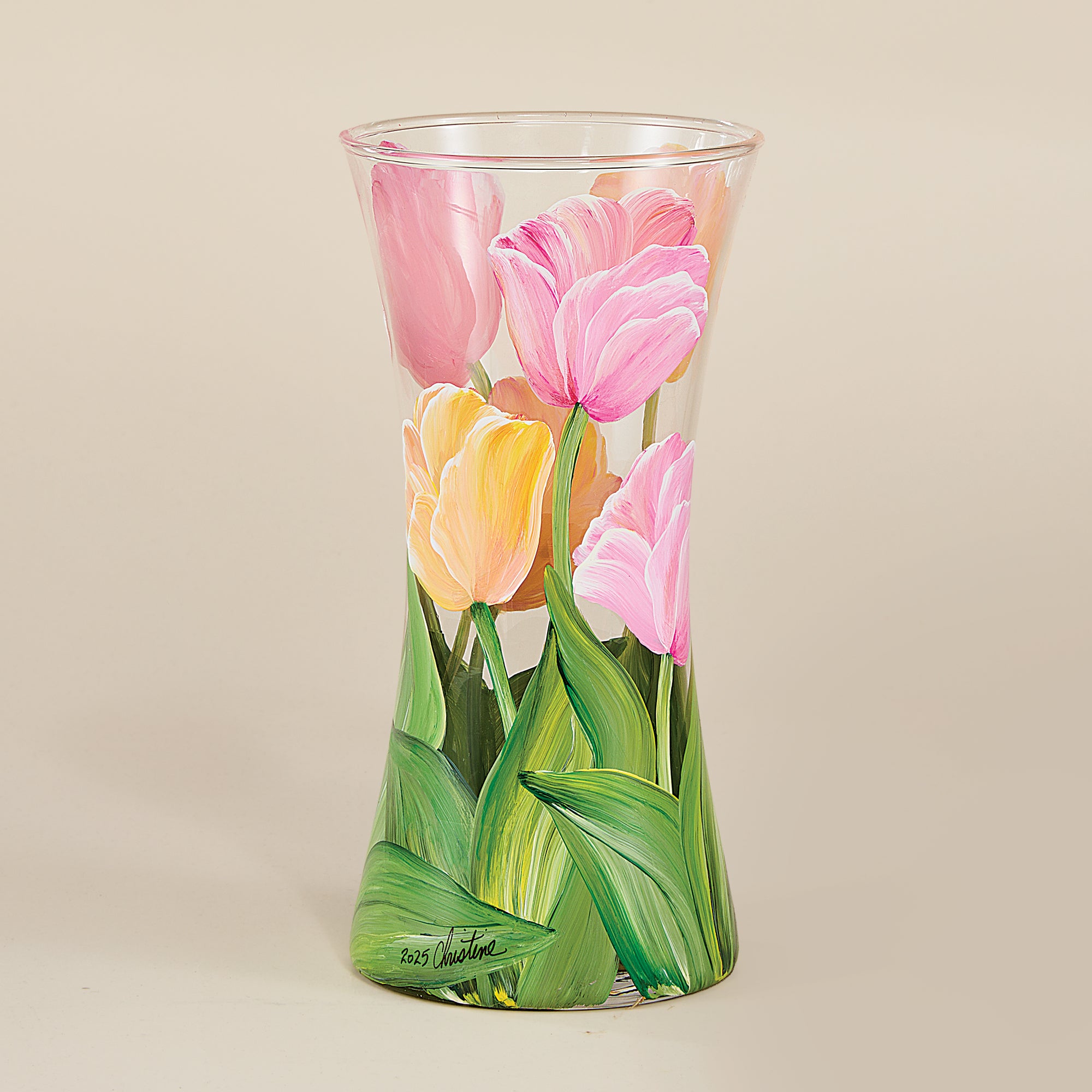 Hand-Painted Brilliant Tulips Vase (Preorder)