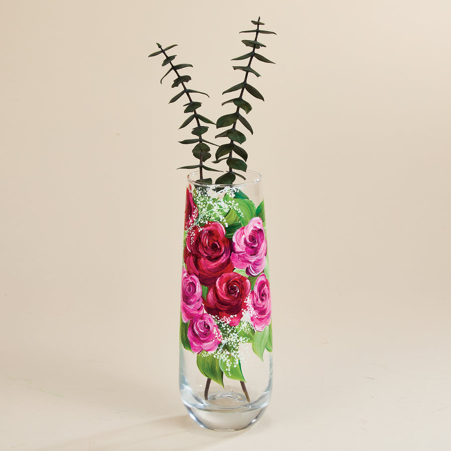 Hand-Painted Beautiful Blooms Vase