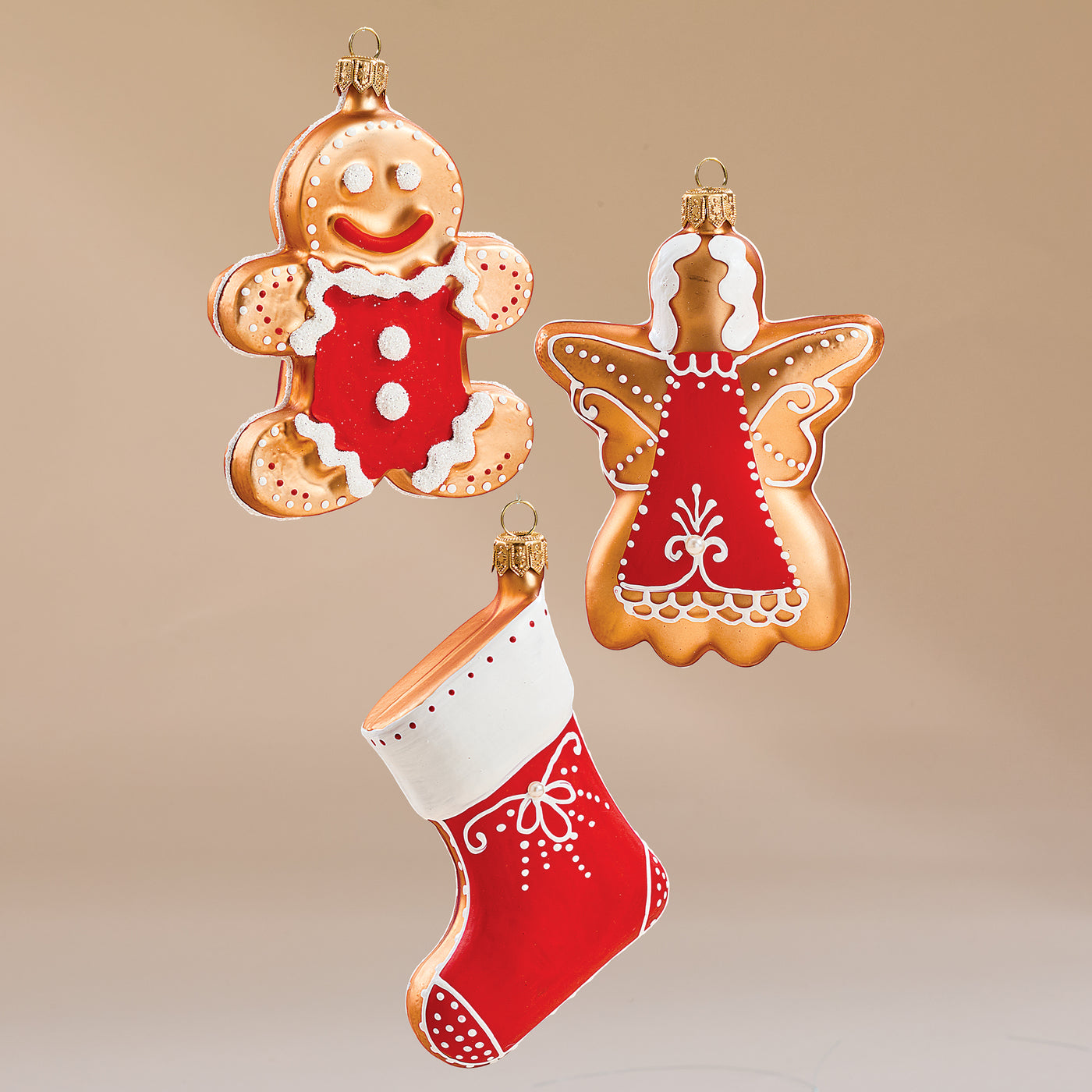 Hand-Blown Glass Holiday Cookies Ornaments, Set of 3 (Preorder)