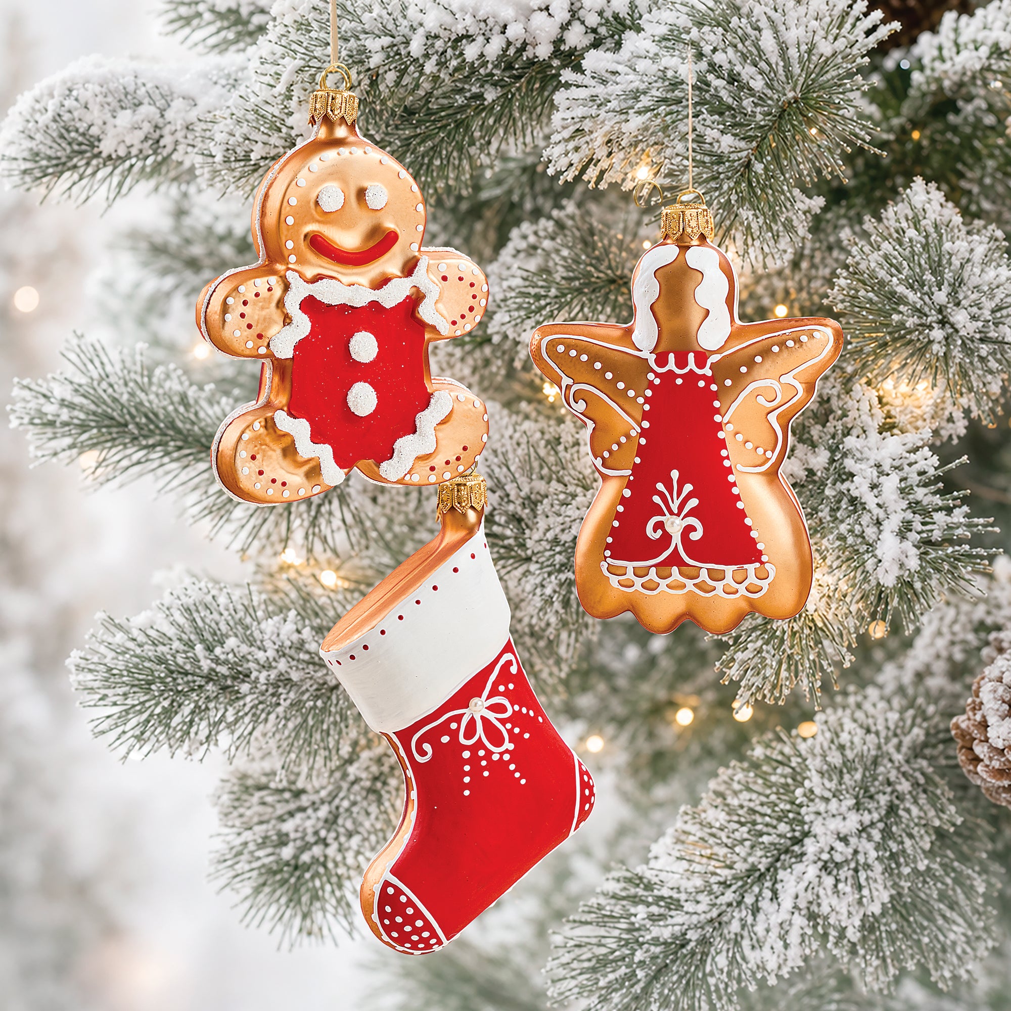 Hand-Blown Glass Holiday Cookies Ornaments, Set of 3 (Preorder)