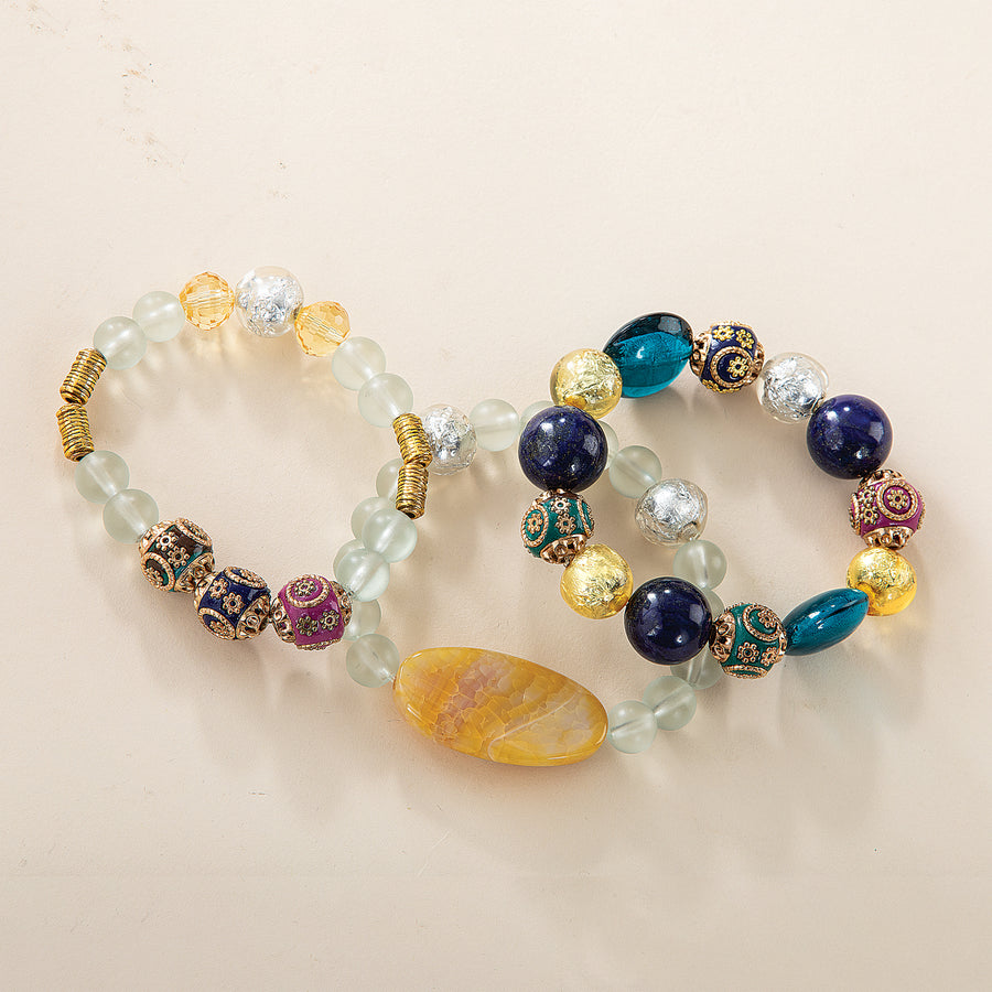 Folk Art Fancy Bracelets Set of 3