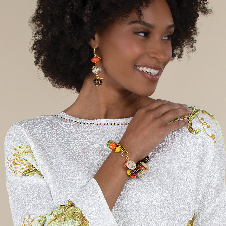 Striped Pumpkin Trio Earrings (Preorder)