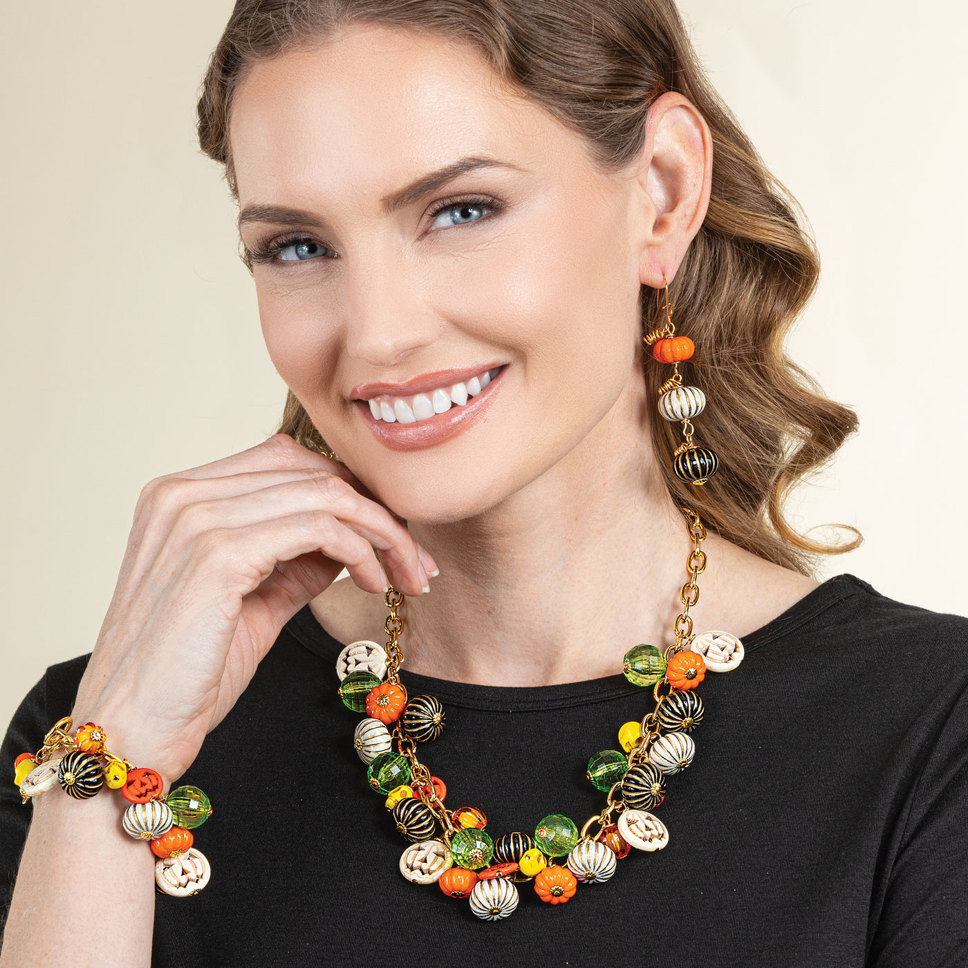 Striped Pumpkin Trio Earrings (Preorder)