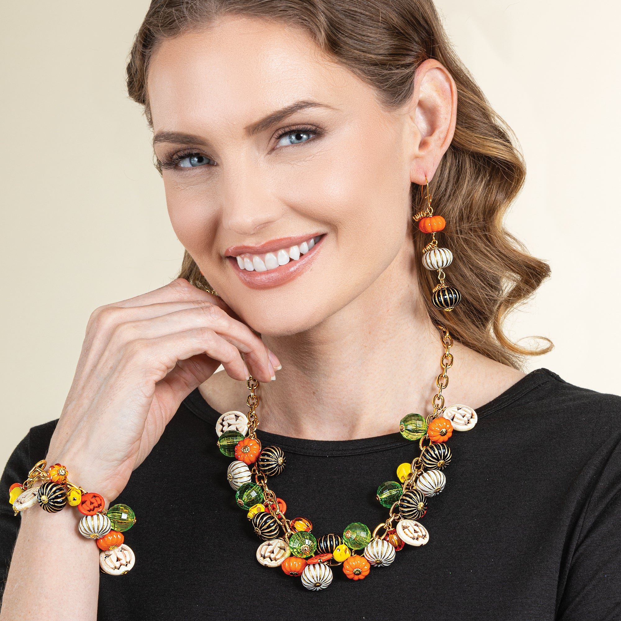 Striped Pumpkin Trio Earrings (Preorder)