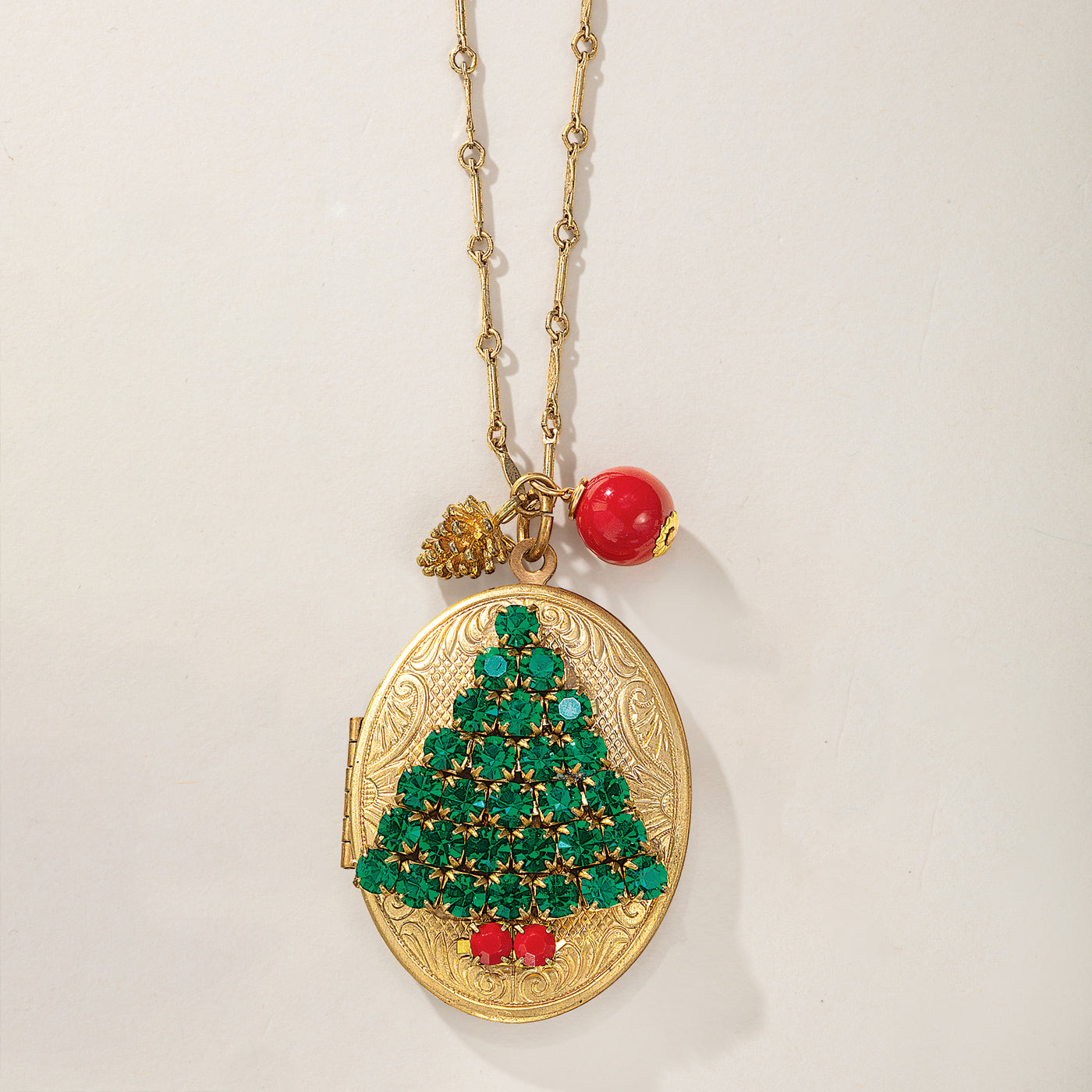 Christmas Tree Locket Necklace