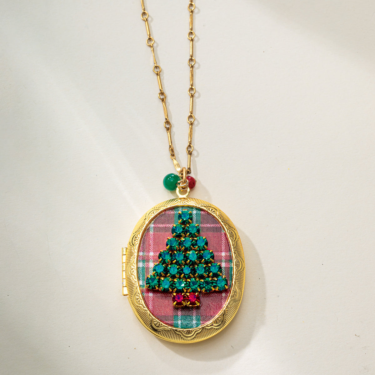 Crystal Christmas Tree Locket Necklace (Preorder)