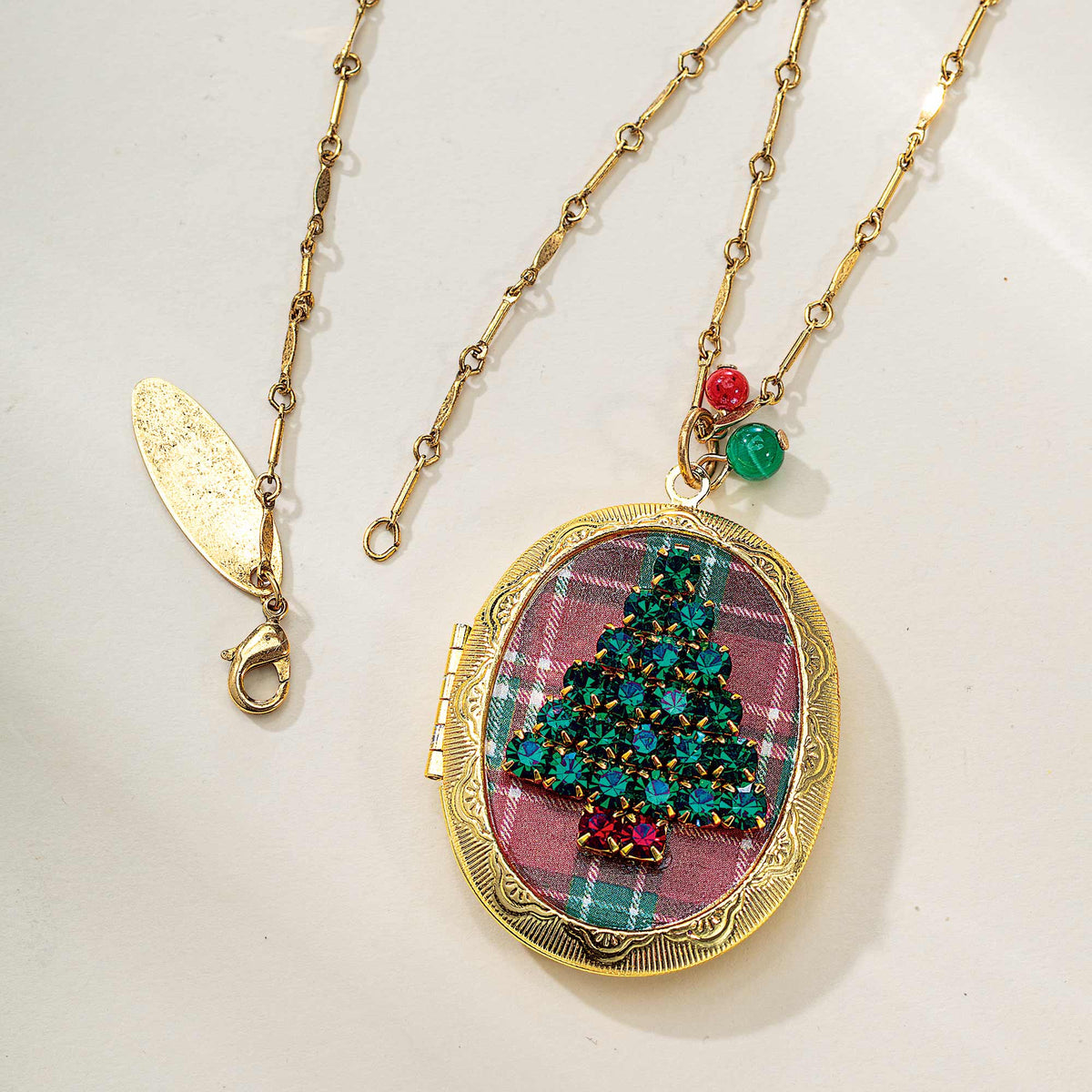 Crystal Christmas Tree Locket Necklace (Preorder)