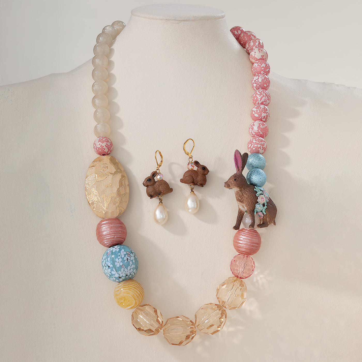 Beaded Bunny Statement Necklace