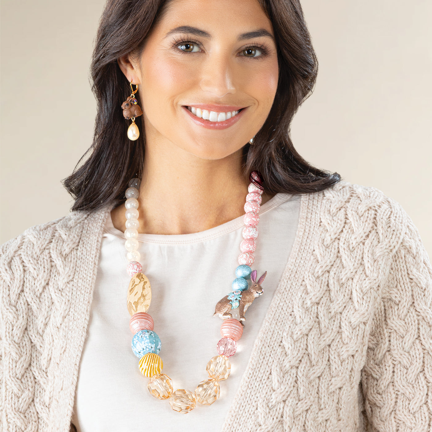 Beaded Bunny Statement Necklace