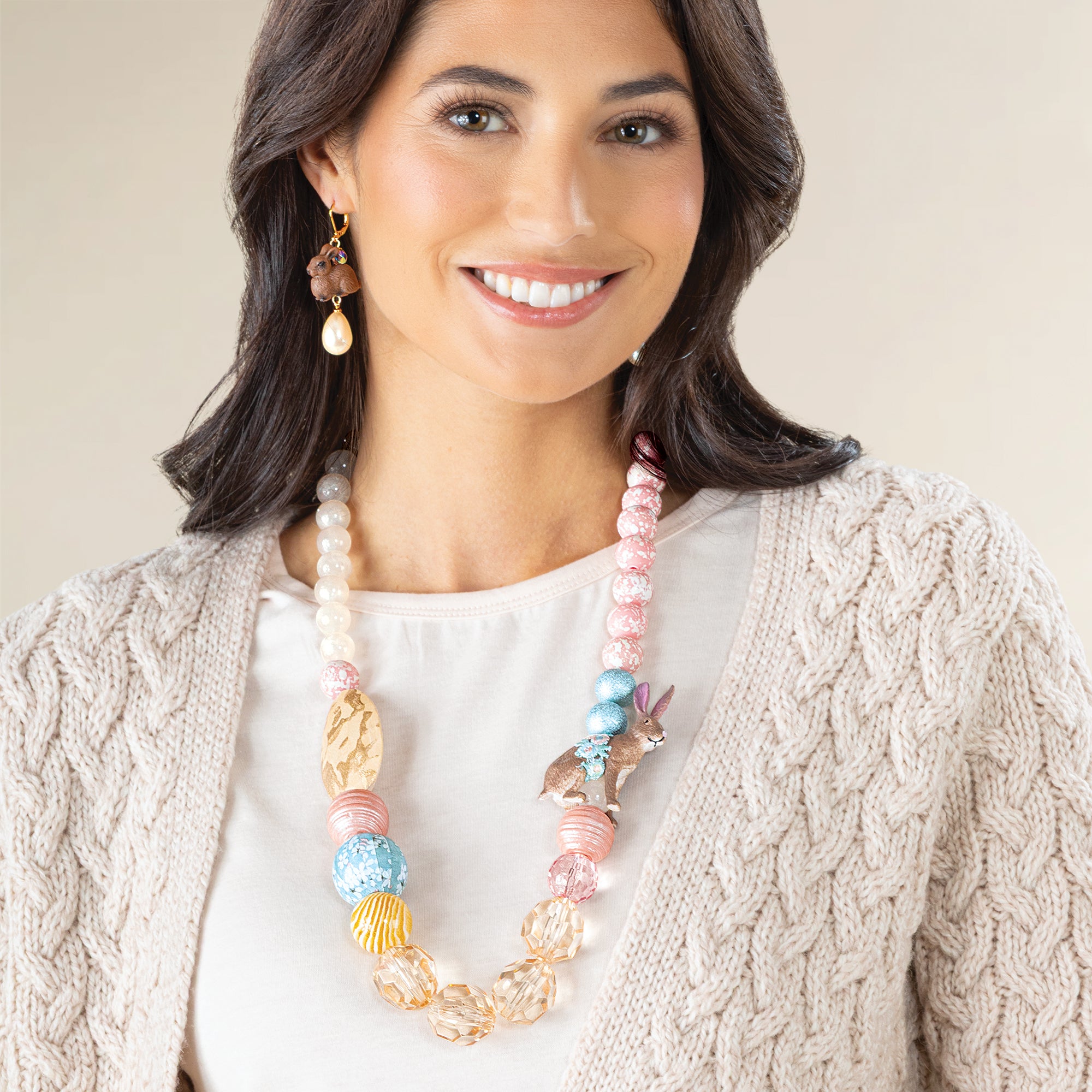 Beaded Bunny Statement Necklace