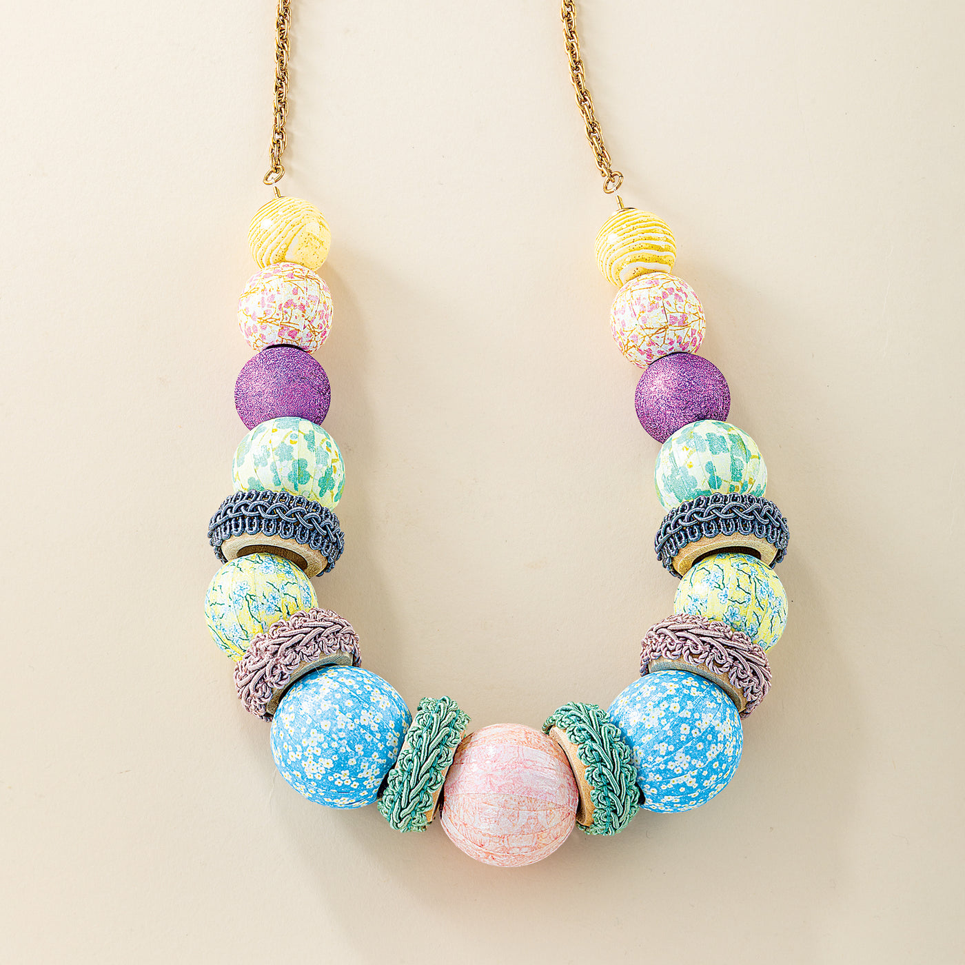 Folk Art Fancy Beaded Statement Necklace