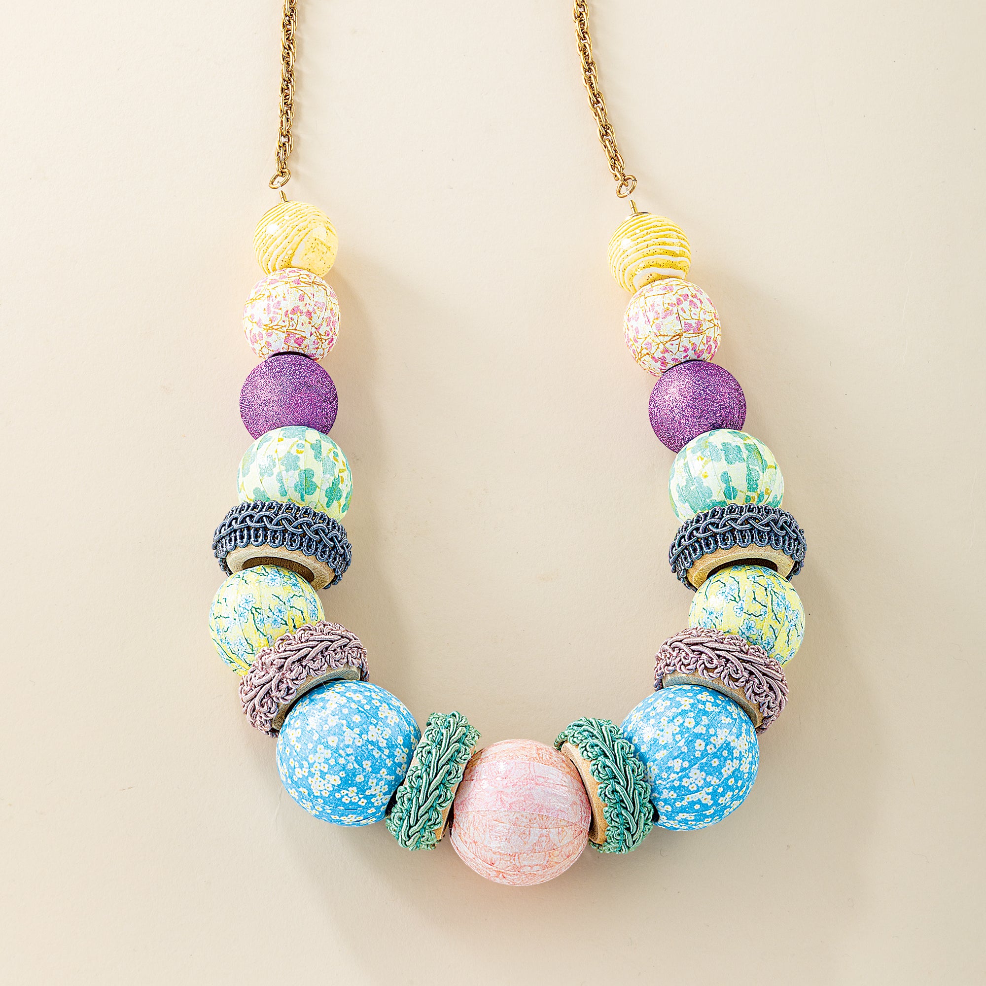 Folk Art Fancy Beaded Statement Necklace