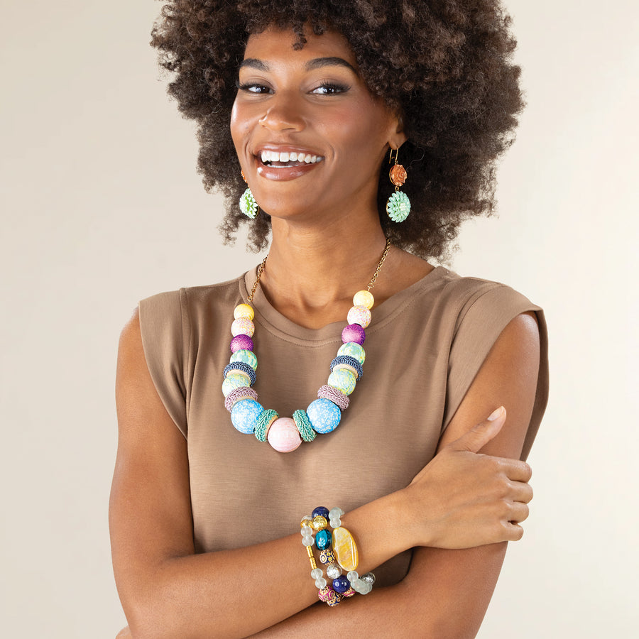 Folk Art Fancy Beaded Statement Necklace