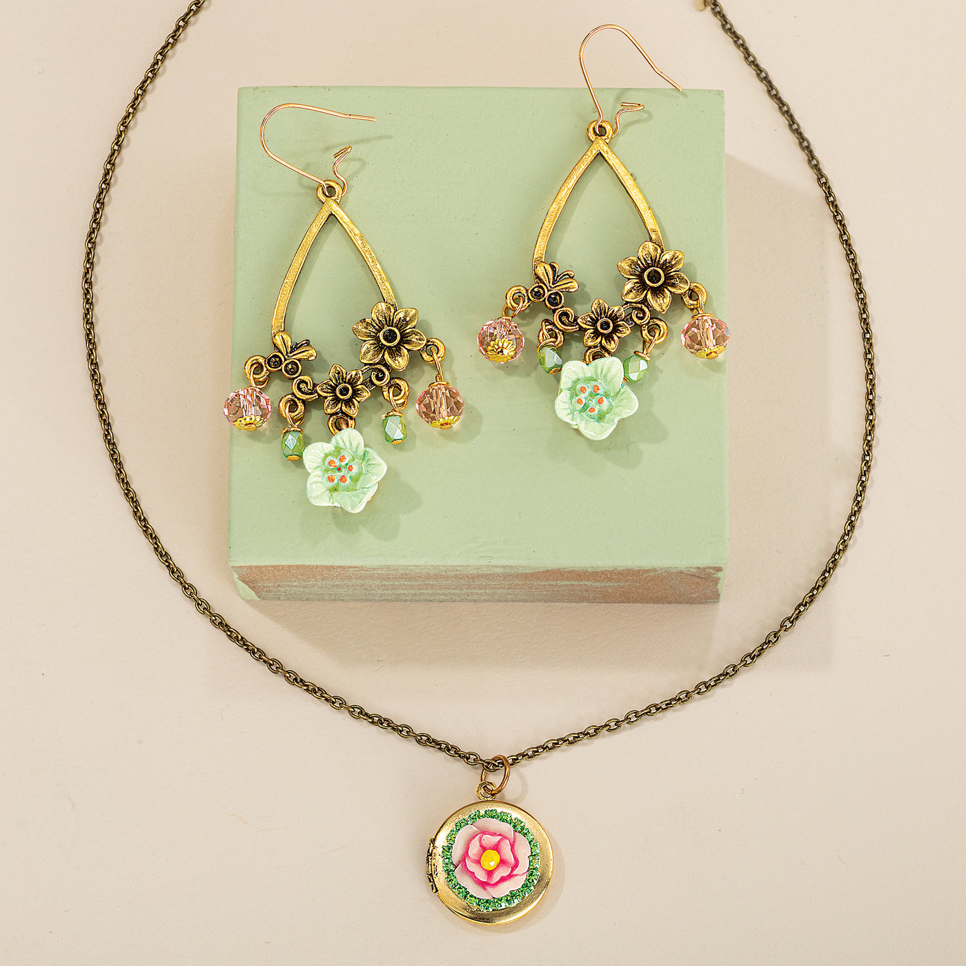 Pink Rose Locket Necklace