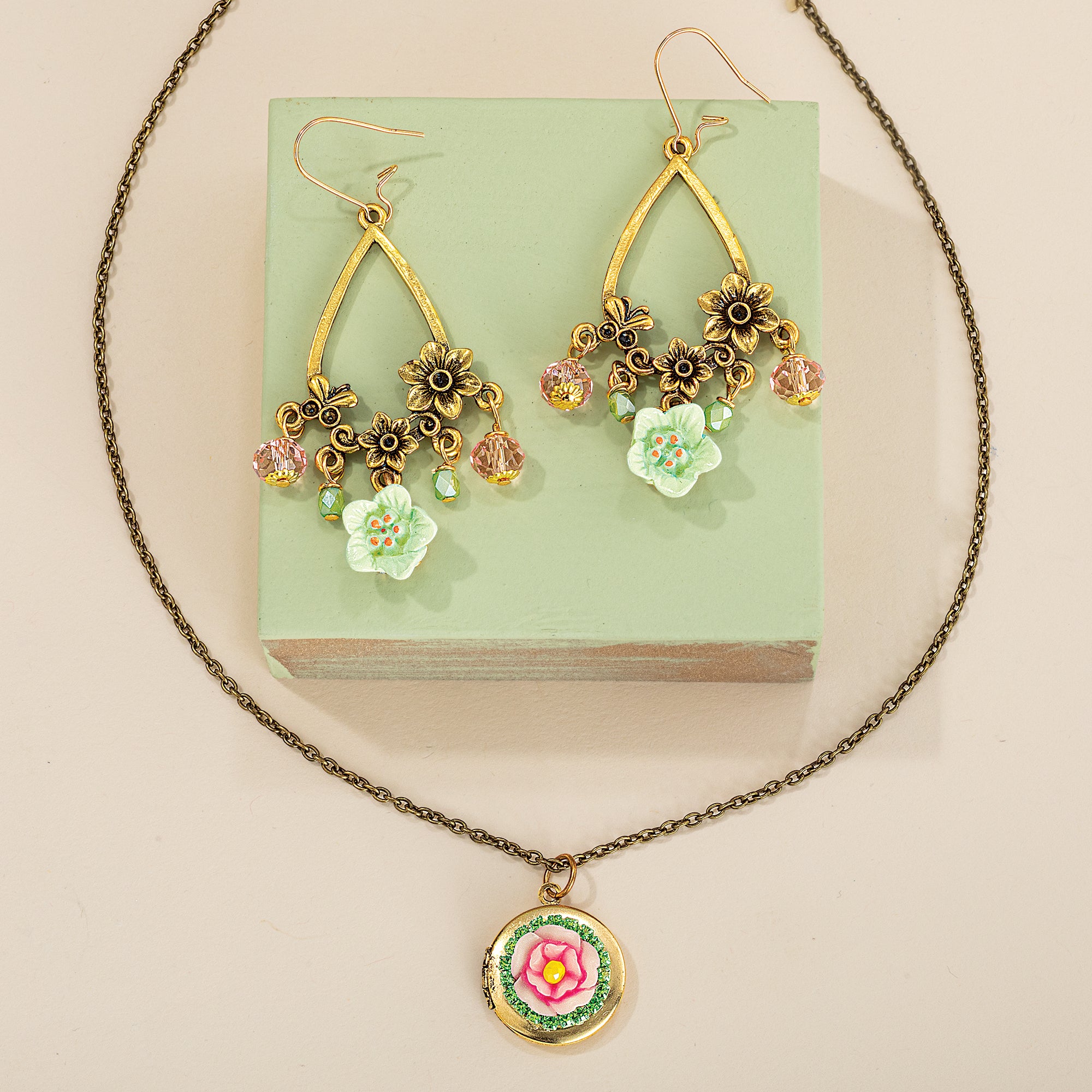 Pink Rose Locket Necklace