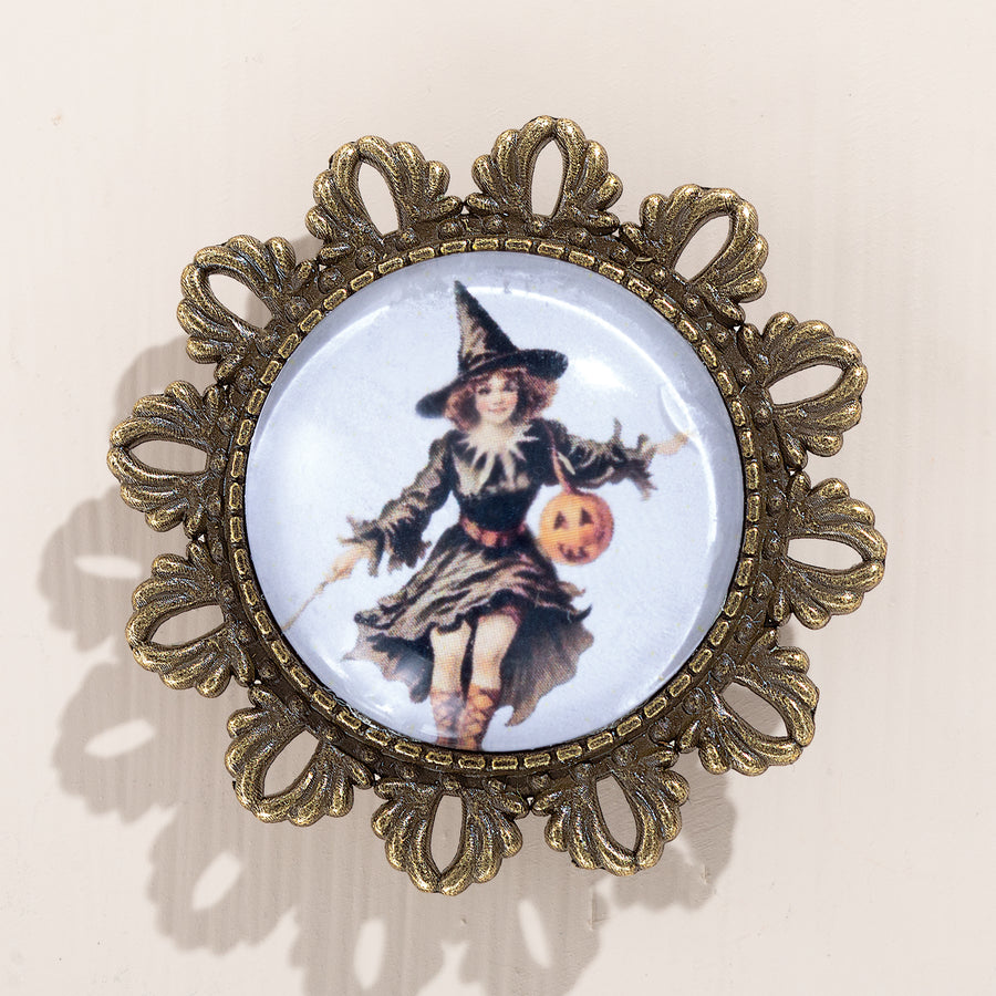 Enchanting Elegance Vintage-Inspired Witch Brooch