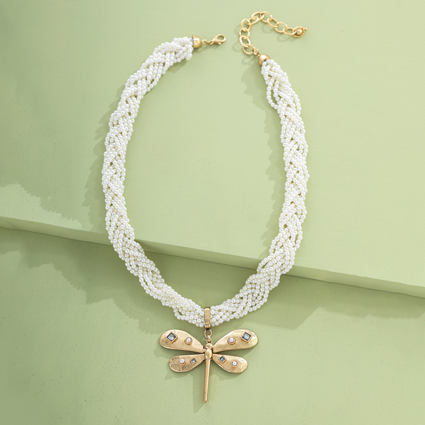 Dramatic Dragonfly Braided Pendant Necklace