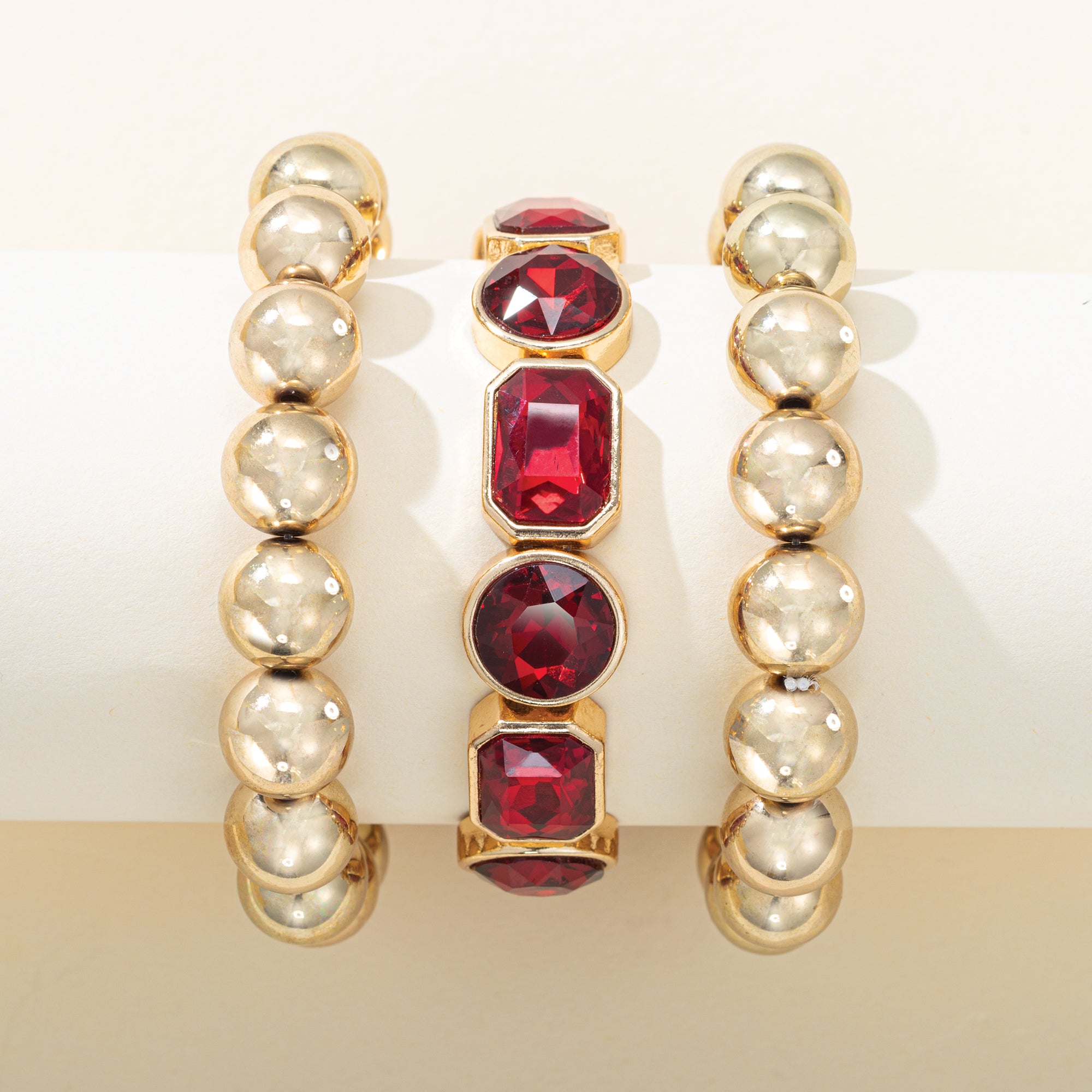 Ruby Riches Beaded Bracelets Set of 3 | Uno Alla Volta