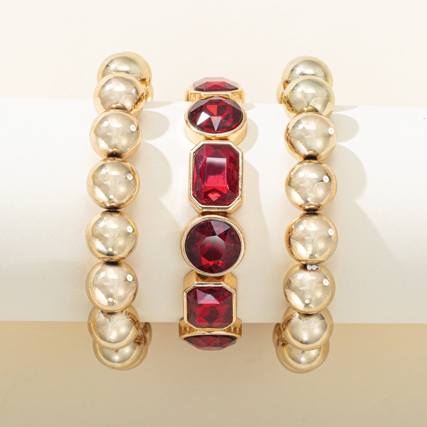 Ruby Riches Beaded Bracelets Set of 3