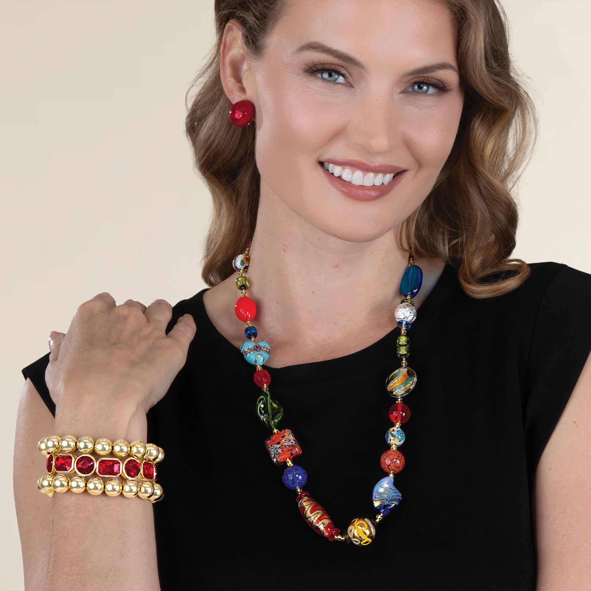 Ruby Riches Beaded Bracelets Set of 3