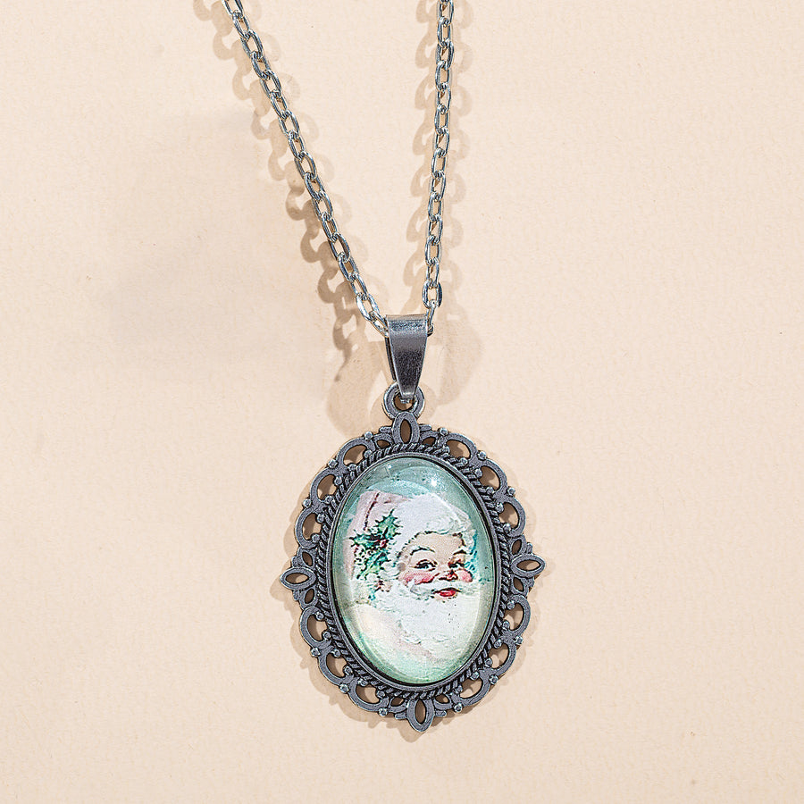 Santa's Portrait Vintage-Inspired Pendant Necklace