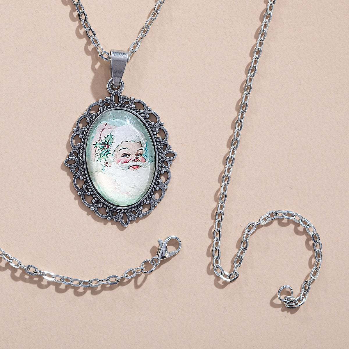 Santa's Portrait Vintage-Inspired Pendant Necklace (Preorder)