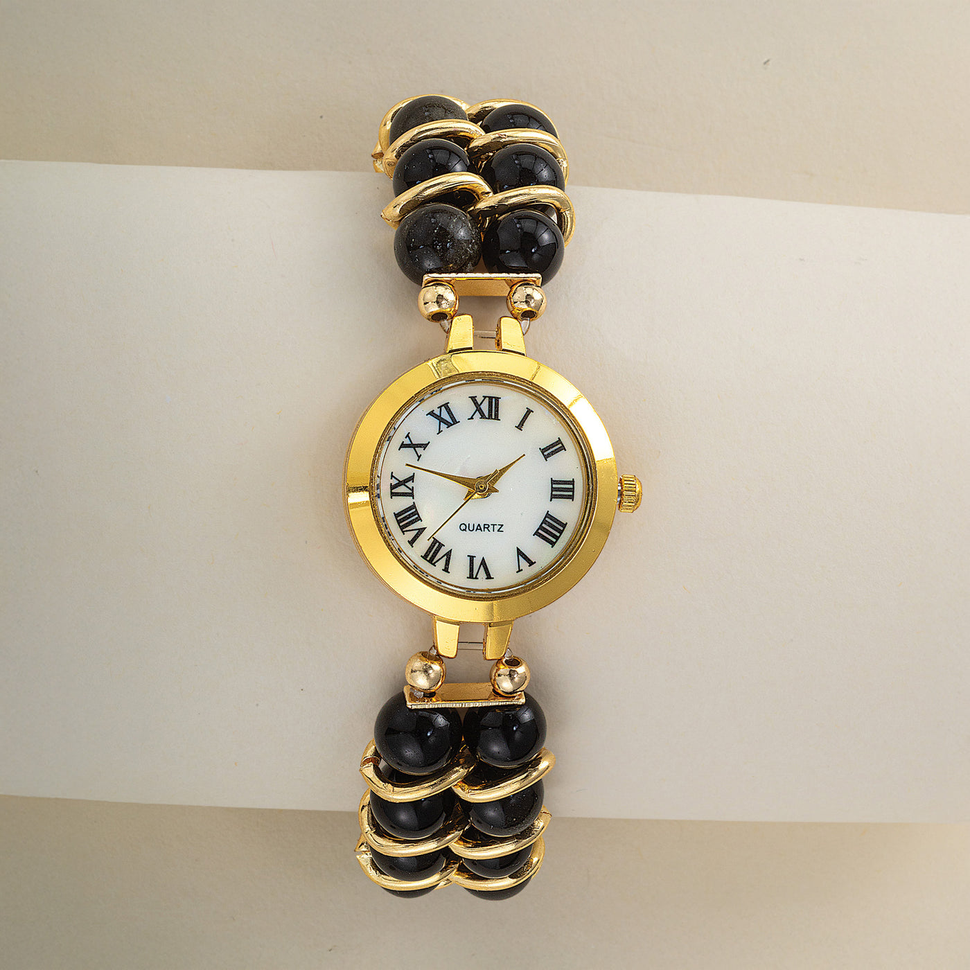 Semiprecious Black Obsidian Bracelet Watch