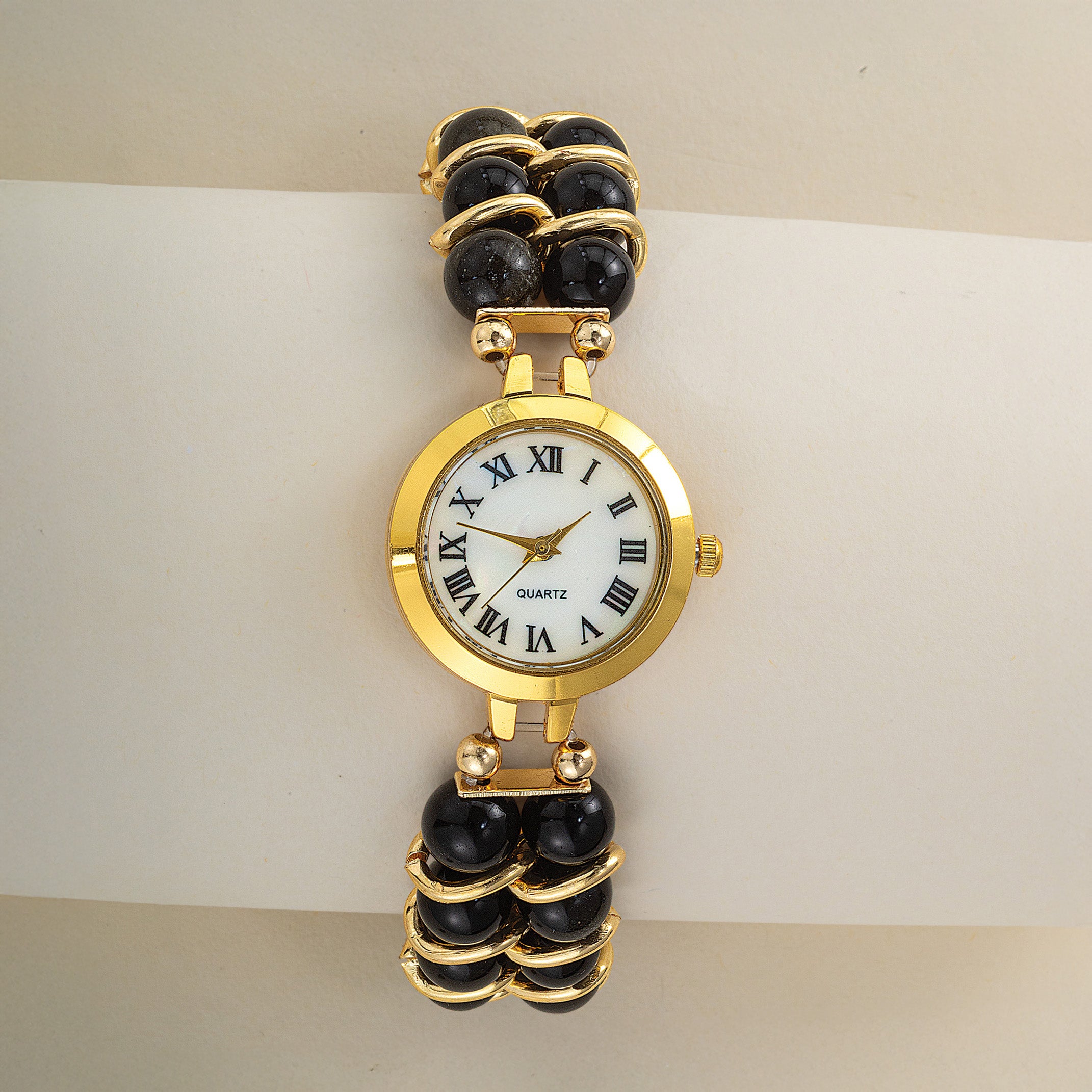 Semiprecious Black Obsidian Bracelet Watch