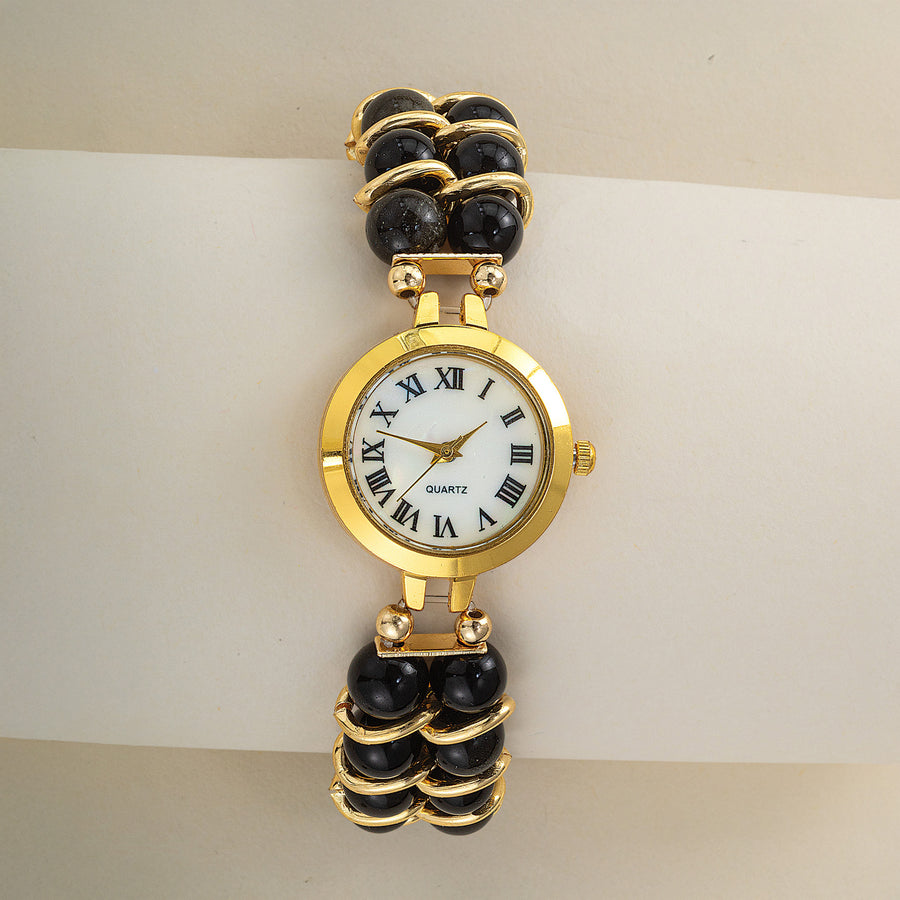 Semiprecious Black Obsidian Bracelet Watch