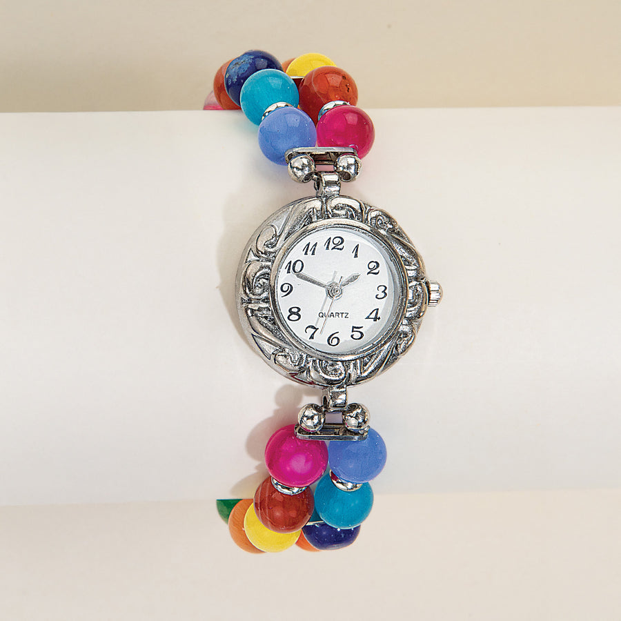 Semiprecious Multi Stone Bracelet Watch