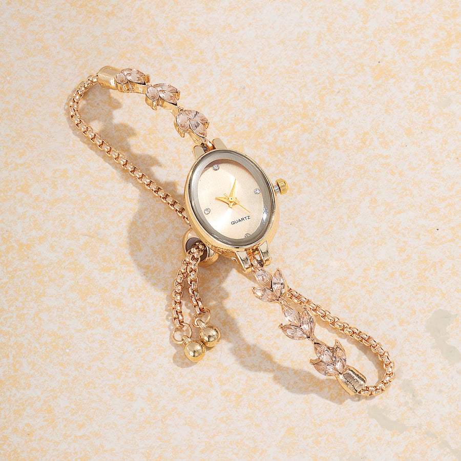 Sparkling Topaz-Hued Crystal Bracelet Watch