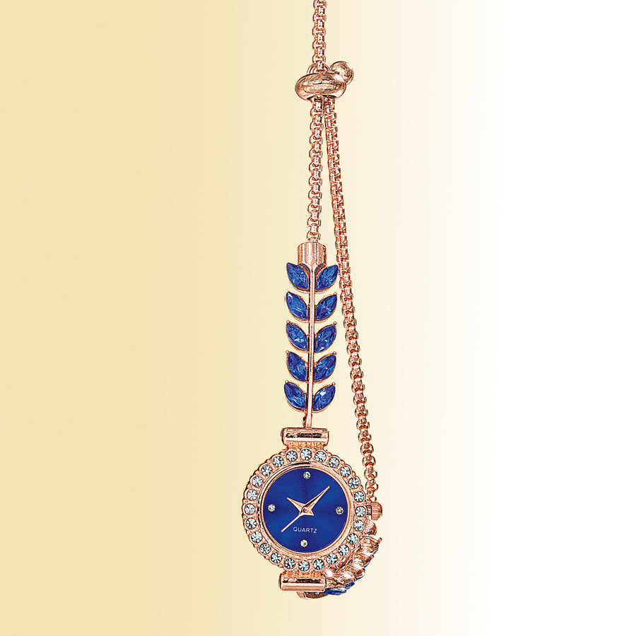 Blue Crystal Petals Bracelet Watch (Preorder)