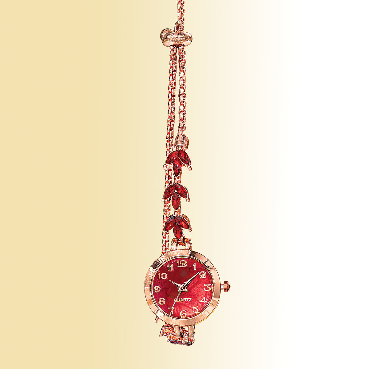 Red Crystal Petals Bracelet Watch (Preorder)