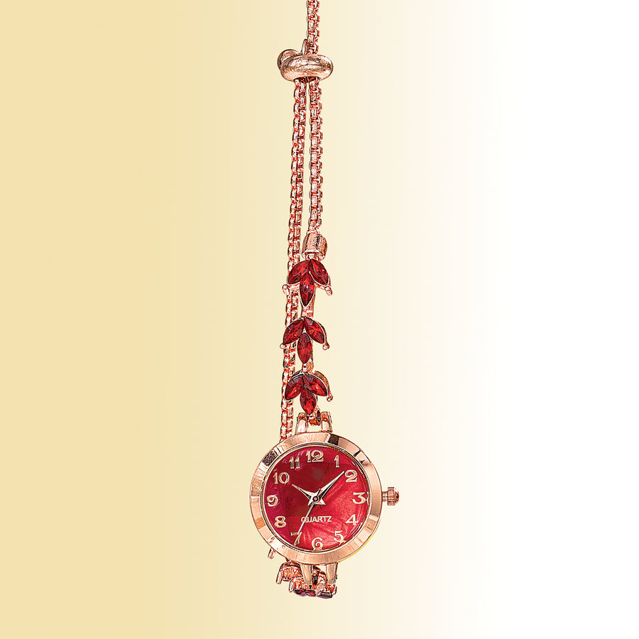 Red Crystal Petals Bracelet Watch (Preorder)