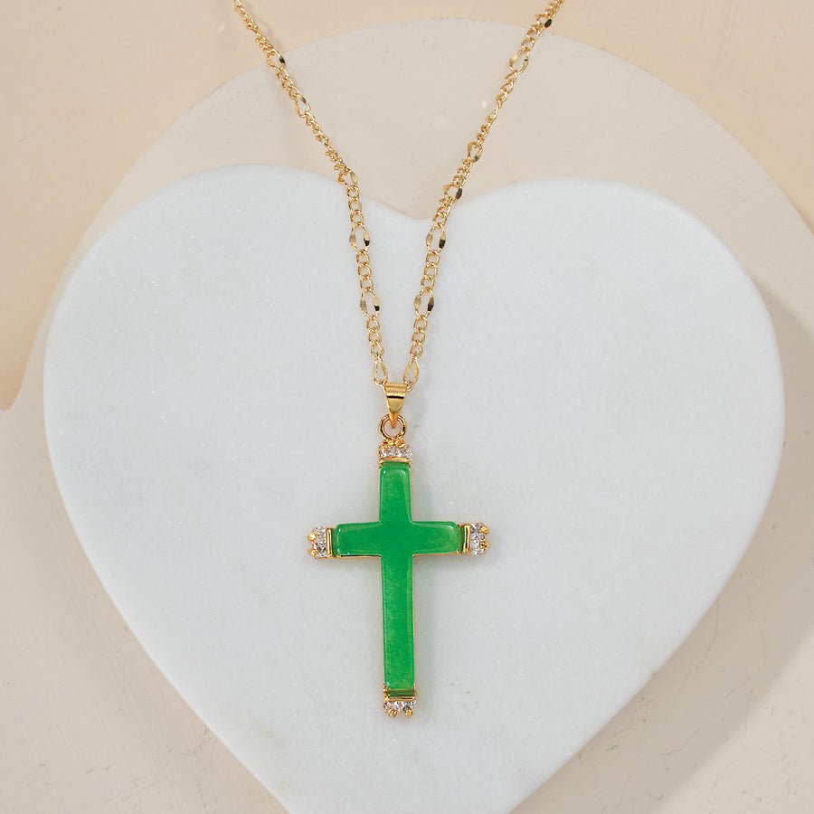 Jade Cross Pendant Necklace