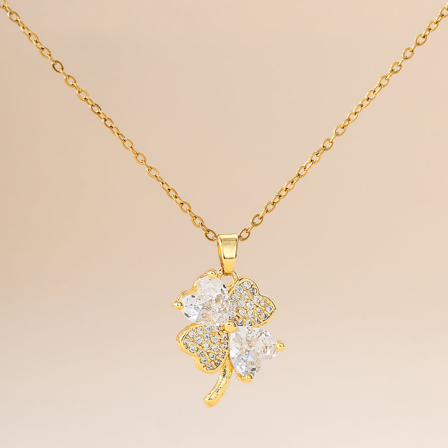 Crystal Clover Pendant Necklace