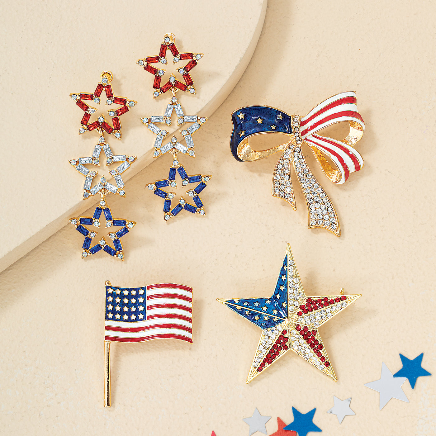Americana Sparkling Star Brooch