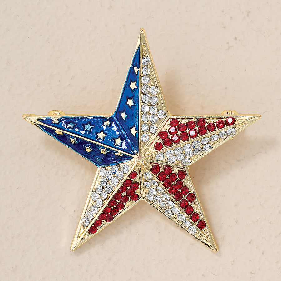 Americana Sparkling Star Brooch